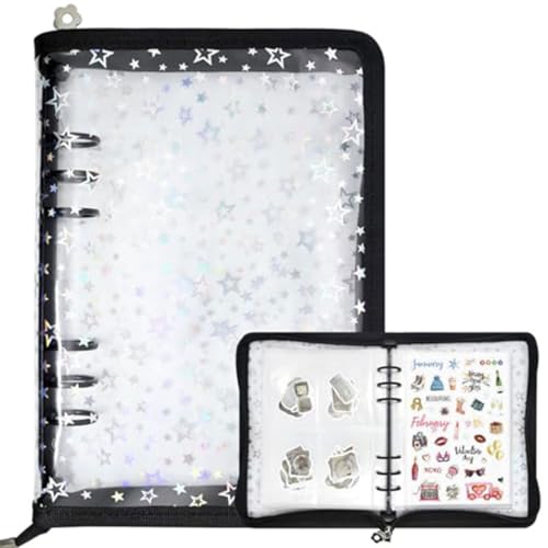 Amazon.co.jp: シール帳 透明 A5 収納バインダー 6穴 4ポケット 星柄